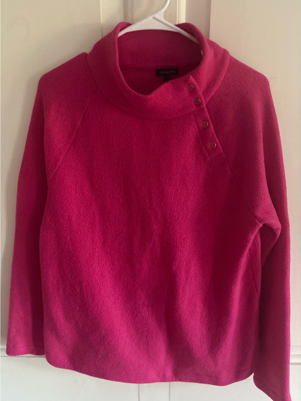 Talbots Pink Microfleece Button Mockneck Pullover Top Women’s Medium